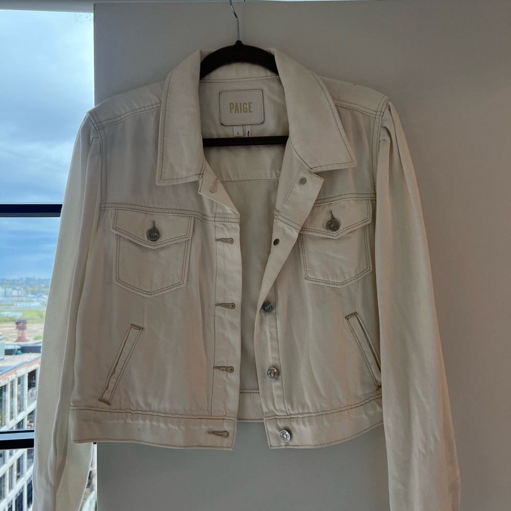 PAIGE Women's Off-White Denim Jacket